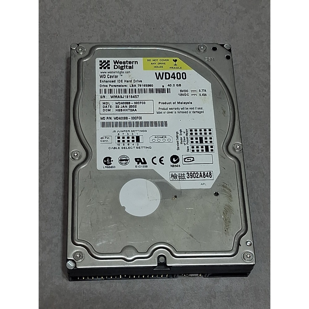 Tested Western Digital WD400BB - 75FJA1 40GB Sata Hard Drive DCM: HSBACVJCH